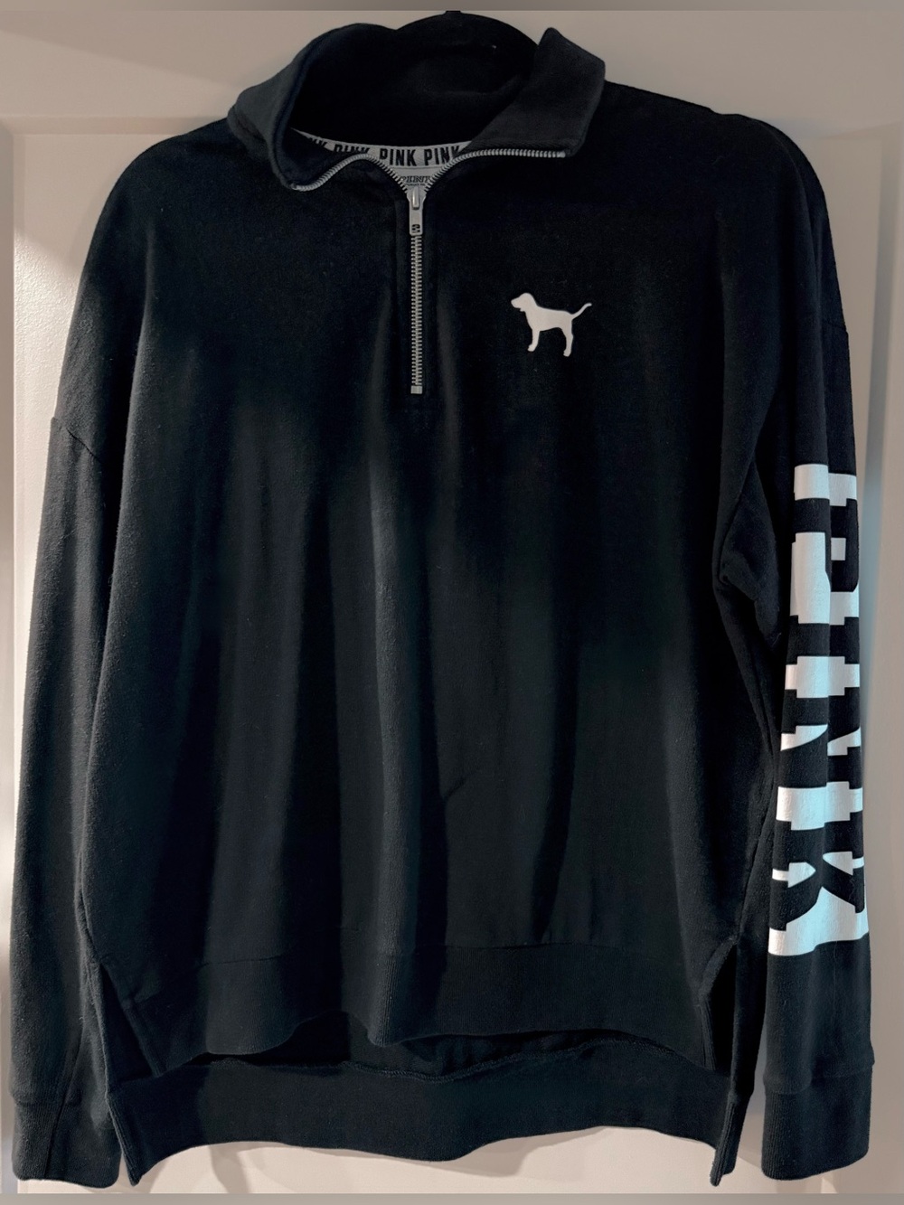 PINK Victoria's Secret Half-Zip Black Pullover Sweatshirt - Men's